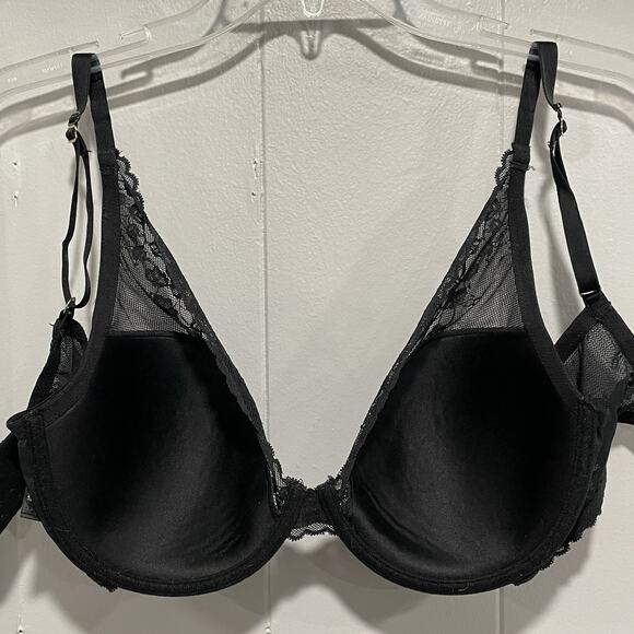 Natori Women Cherry Blossom Underwire Convertible Bra Size 34DDD Black Mesh Lace - Picture 5 of 8